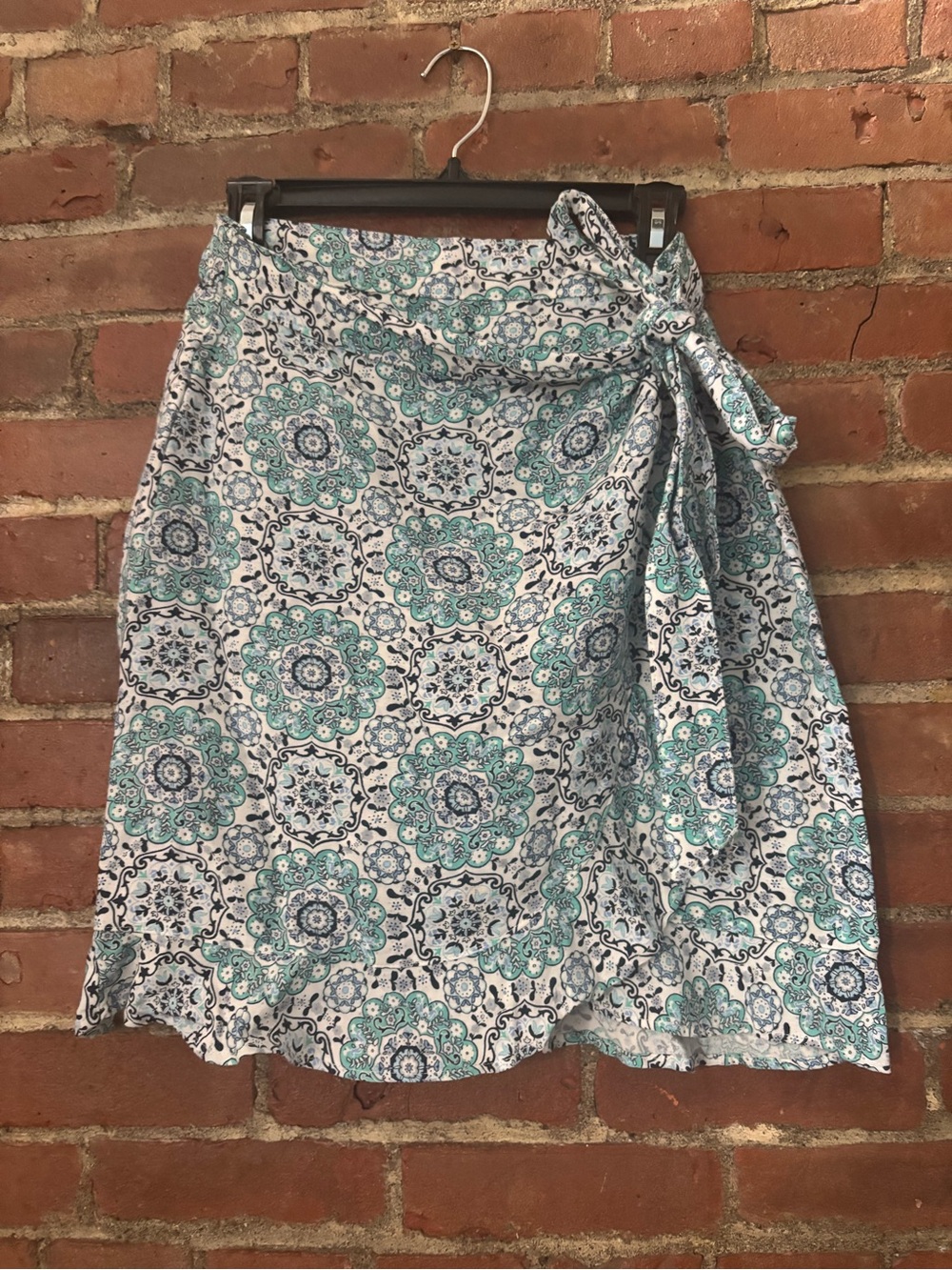 Blue & White Medallion Print Wrap Skirt
